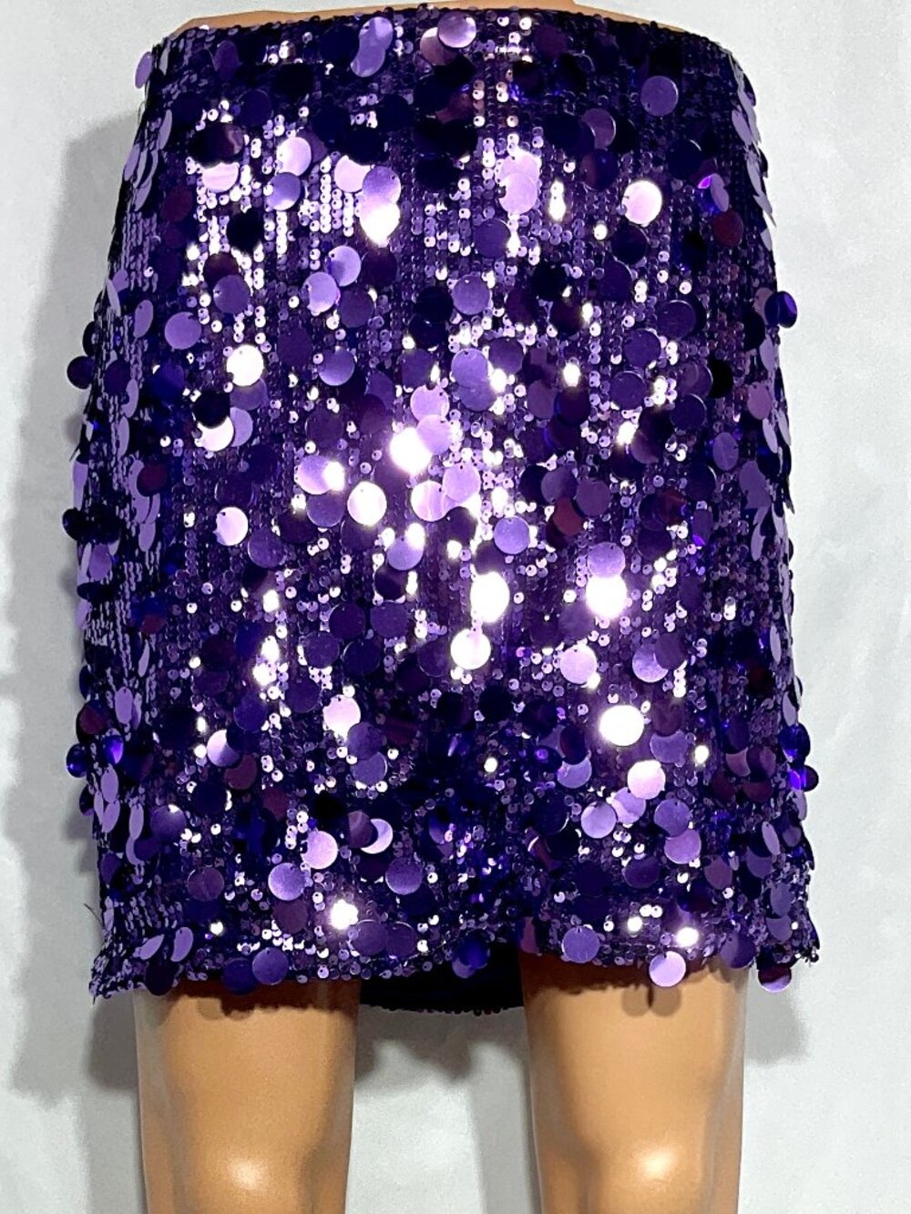 Miduo Sz XL Purple Sequin Mini Skirt - Picture 2 of 10